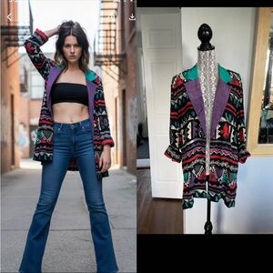 Vintage Designer Carole Little Wearable Art Rare Retro Jazz Funky Blazer. S/M/L